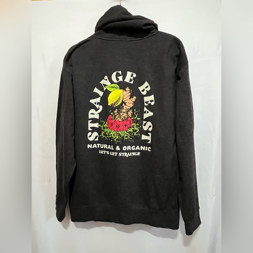 Strainge Beast Hard Kombucha Mens Large Zip Graphic Hoodie Sweatshirt Charcoal